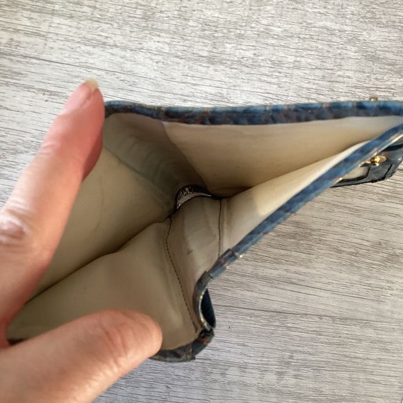 Brahmin Blue Gold Croc Embossed Leather Wallet Card Holder - Picture 6 of 6